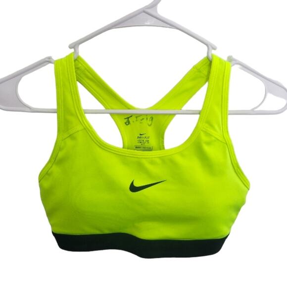 Small Nike Dri-fit neon yellow & black racerback athletic sports bra - Picture 1 of 4